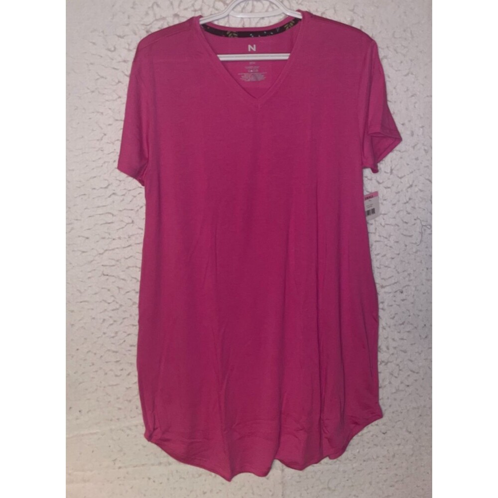 Natori Women's sz S Short Sleeve Sleep Shirt Gown V-neck Pink NWT